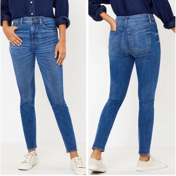 Ann Taylor LOFT The Curvy Skinny Cotton Elastane Mix Mid Rise Classic Blue - Picture 1 of 8